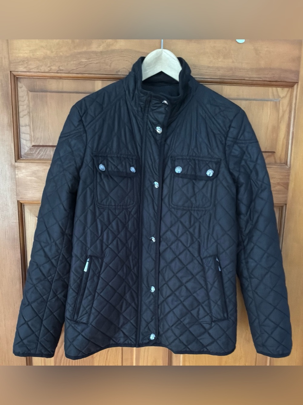 Michael Kors Black Quilted Zipper Jacket with Pockets Sz M